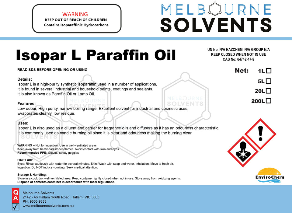 Isopar L, Paraffin Oil, Lamp Oil, Candle Burning Oil