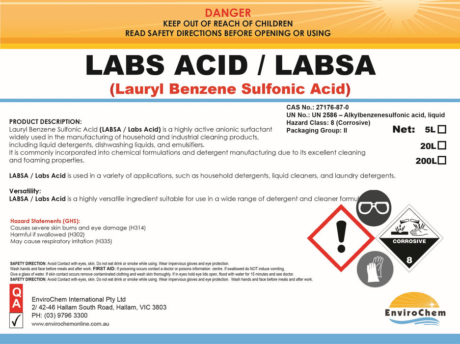 LABS ACID / LABSA (Lauryl Benzene Sulfonic Acid)