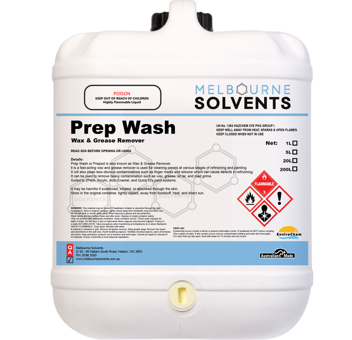 Prep Wash - Prepsol - Wax & Grease Remover - Melbourne Solvents
