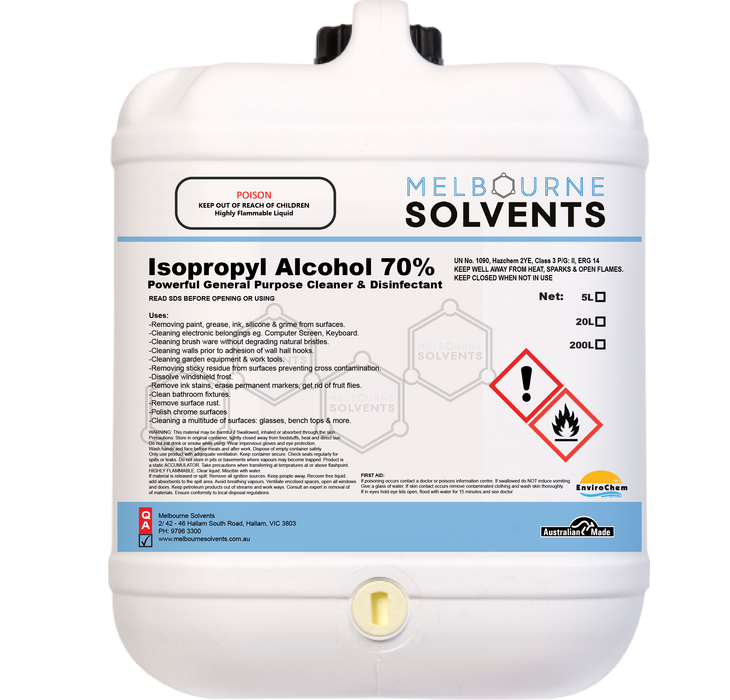 Isopropyl Alcohol 70% Melbourne Solvents