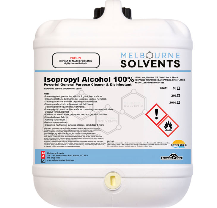 Isopropyl Alcohol 100% Melbourne Solvents