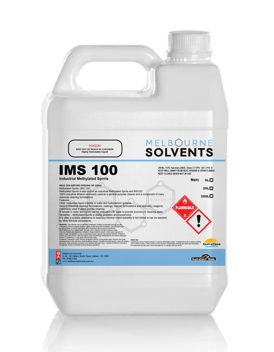 Industrial Methylated Spirits (IMS 100) Melbourne Solvents