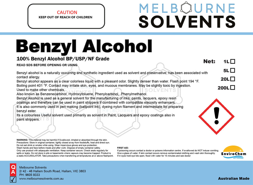 Benzyl Alcohol BP/USP grade