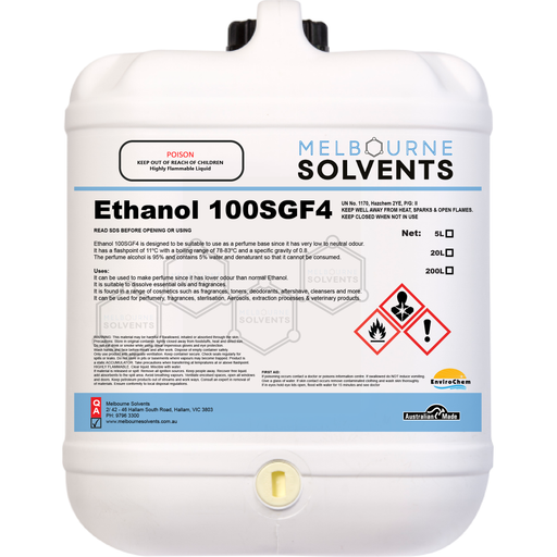 Ethanol 100 SGF4 20L Melbourne Solvents