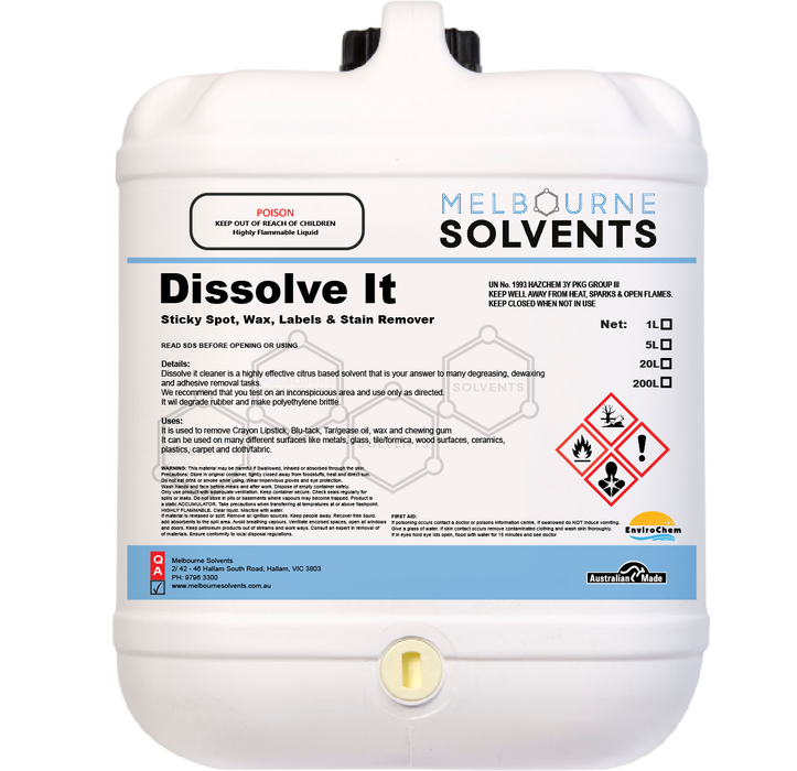 20L Dissolve it  Melbourne Solvents