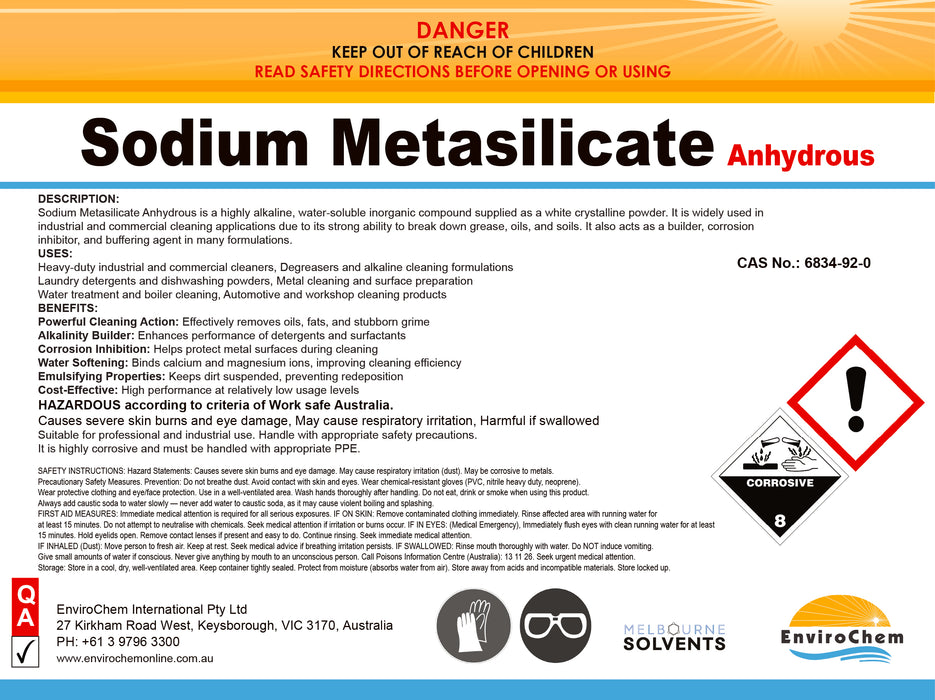 Sodium Metasilicate Anhydrous
