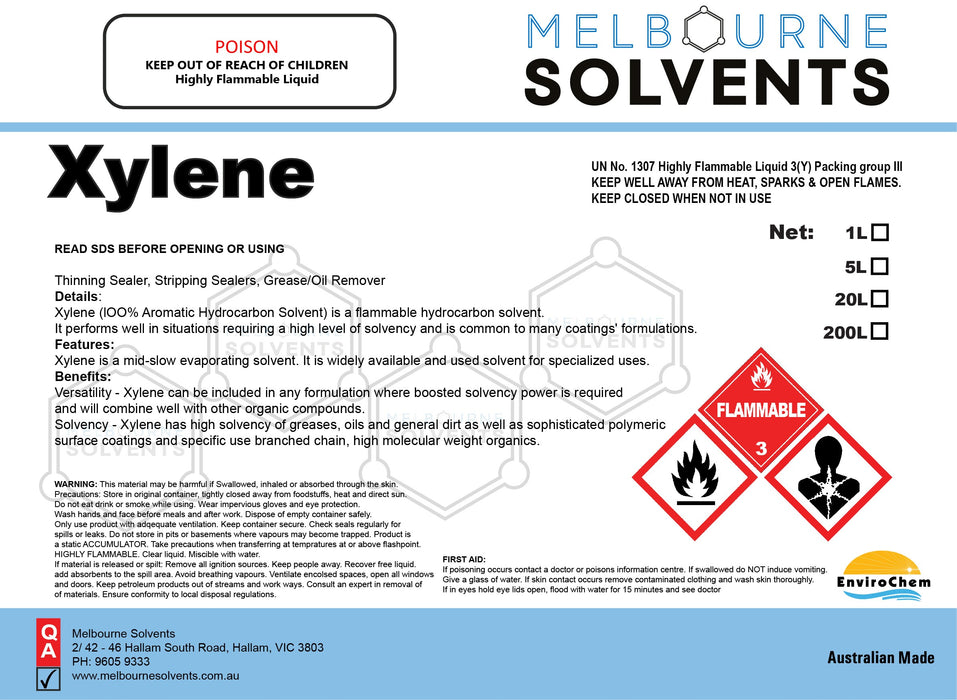 Xylene Color Buy Xylene - Melbourne Solvents
