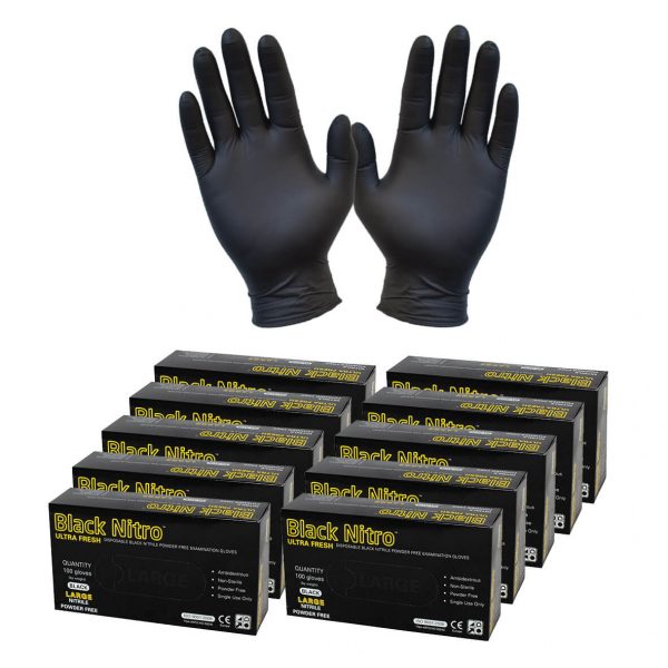 Black Nitrile Gloves - Powder Free, Black NITRO, Ultra Fresh