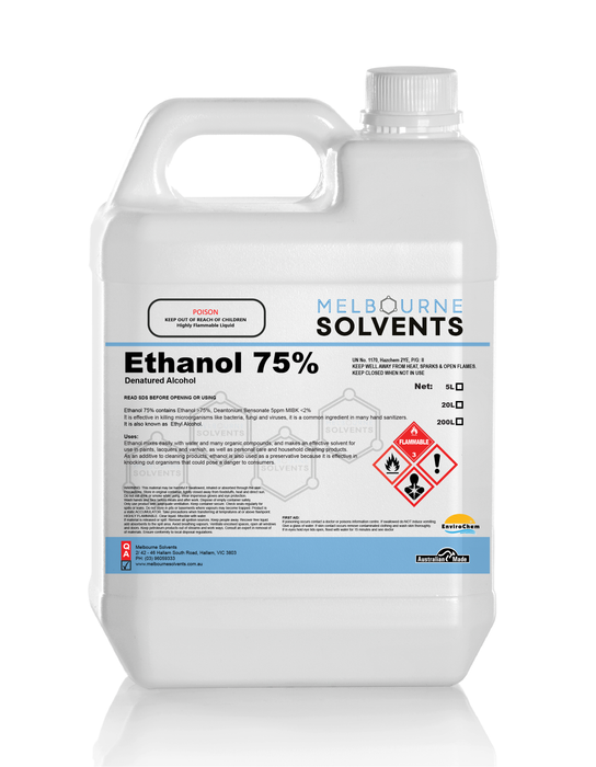 5L Ethanol 75% Melbourne Solvents
