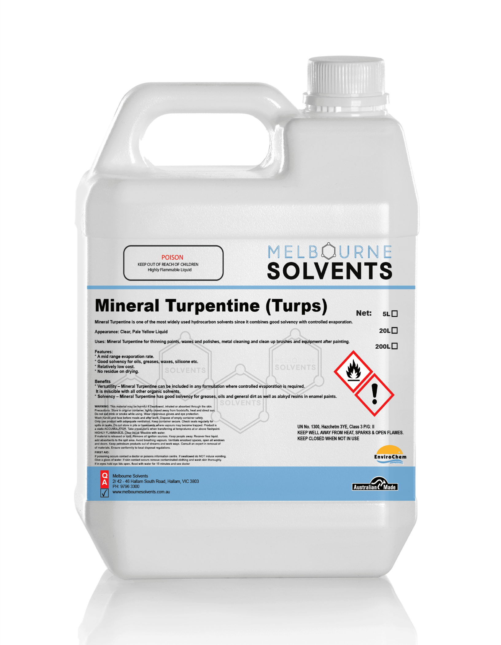 Turps Cleaner Buy Mineral Turpentine (Turps) | Melbourne Solvents